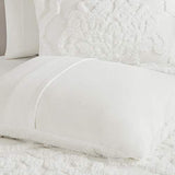 Madison Park Tufted Chenille Cotton Comforter, All Season Bedding Set, Matching Shams, Viola, Damask Off White King/Cal King(104"x92") 3 Piece Madison Park
