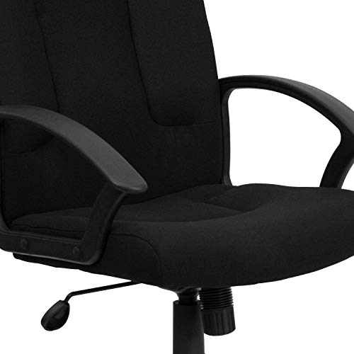 Flash Furniture Garver Mid-Back Black Fabric Executive Swivel Office Chair with Nylon Arms Flash Furniture
