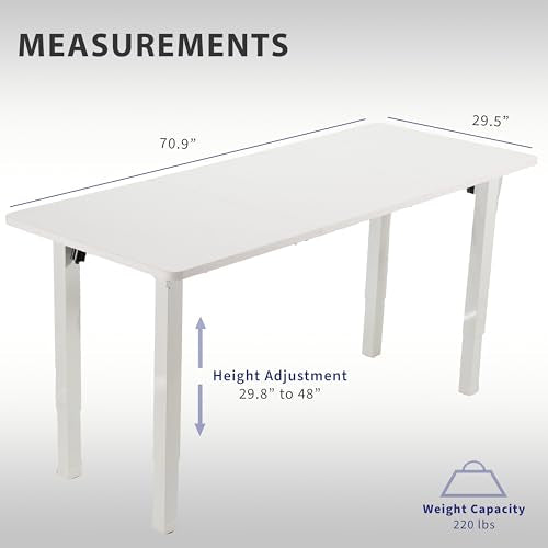 VIVO Electric Height Adjustable 71 x 30 inch Memory Stand Up Desk, White Extra Deep Table Top, White 4-Leg Dual Motor Frame, DESK-KIT-E4WW VIVO