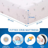 Wowelife Mini Crib Bedding Set Boy, 3 Piece Baby Bedding Set Nursery Bedding Set Elephant, Giraffe, Zebra Breathable Soft for Baby Boy with Comforter, Crib Fitted Sheet and Crib Skirt, Gray Wowelife