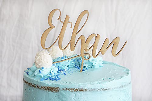 Custom Name Birthday Cake Topper Personalized Name Cake Topper for Baby Shower Gift for Birthday Graduation Cake Topper Made with Wood - WoodArtSupply