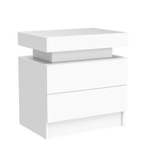 Bingoday LED Nightstands with 2 Drawers, End Table with RGB LED Lights for Bedroom Living Room, White Bedside Table Bingoday
