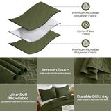 JYHOPE Olive Green Twin Quilt Set 68x90 Lightweight Microfabric Bedspread, 3-Piece Quilt Bedding with Pillow Shams, Summer Cooling Quilts, Ribbon Wrapped Gift JYHOPE
