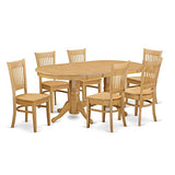 East West Furniture VANC7-OAK-W 7 Piece Kitchen Table & Chairs Set Consist of an Oval Dining Room Table with Butterfly Leaf and 6 Solid Wood Seat Chairs, 40x76 Inch, Oak East West Furniture