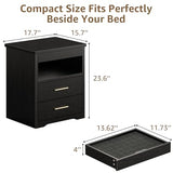 Black Nightstand with Gun Drawer for Bedroom Modern 3 Drawer Night Stand Gun Safe for Handgun Bed Side Table with Storage Hidden Compartment Locking Drawer IGERI