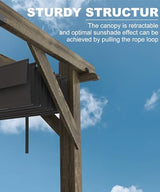 Perbyste 10'X 12' Outdoor Pergola, Wood Pergola with Retractable Shade Canopy for Backyards, Gardens, Patios, Deck - Charcoal Gray Perbyste