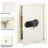 In-Wall Safe - Home or Business Safe with Keypad and 2 Manual Override Keys - Protects Cash, Jewelry, Passports, and More by Paragon Safes (Cream) Paragon Lock & Safe