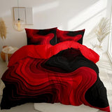 Aesthetic Bedding Red Duvet Cover Single Size, Reversible Modern Curves Minimalist Bedding Set 3 Pcs – Soft Microfiber Comforter Cover with 2 Pillow Shams Generic