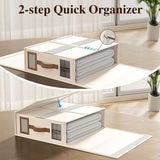 BigPonPon 4 Pack Foldable Bed Sheets Set Organizers and Storage(King & Queen Size),Linen Fabric Closet Organizers with Window,Folding Bedding Storage Box for Bedsheets and Pillow Cube Organizer-Beige BigPonPon
