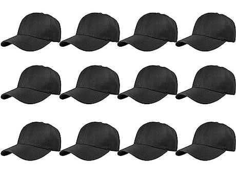 Gelante Plain Blank Baseball Caps Adjustable Back Strap Wholesale LOT 12 Pack- 001-Black Gelante