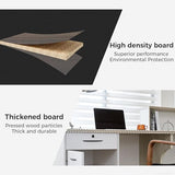 Huariifowm 110" L-Shaped Reception Desk with Counter, Drawers, Open Shelves and Keyboard Tray, Modern Front Desk for Office Reception Area, Oak+Warm White, Right Cabinet Huariifowm