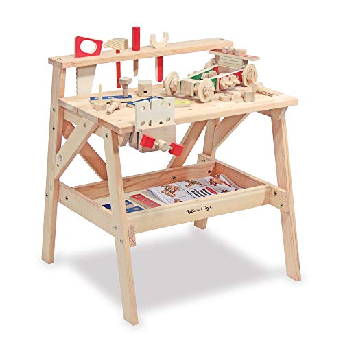 Melissa & Doug Solid Wood Project Workbench Play Building Set - STEAM Toy, Wooden Kids Work Bench, Toy Tool Bench Melissa & Doug