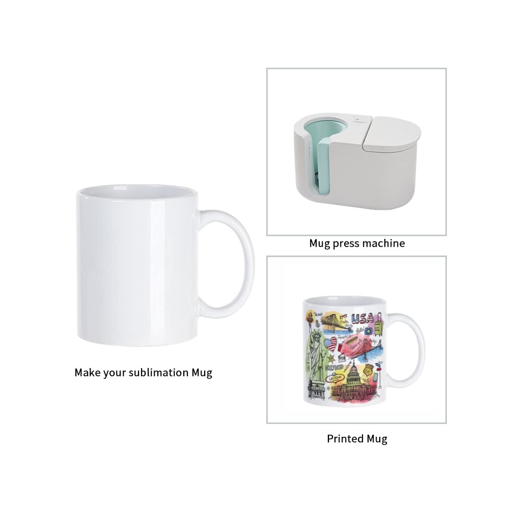 PYD Life 8 Pack Sublimation Mugs Blanks 11 OZ Coffee Mugs White Ceramic Photo Cups Bulk for Cricut Mug Press Print PYD Life