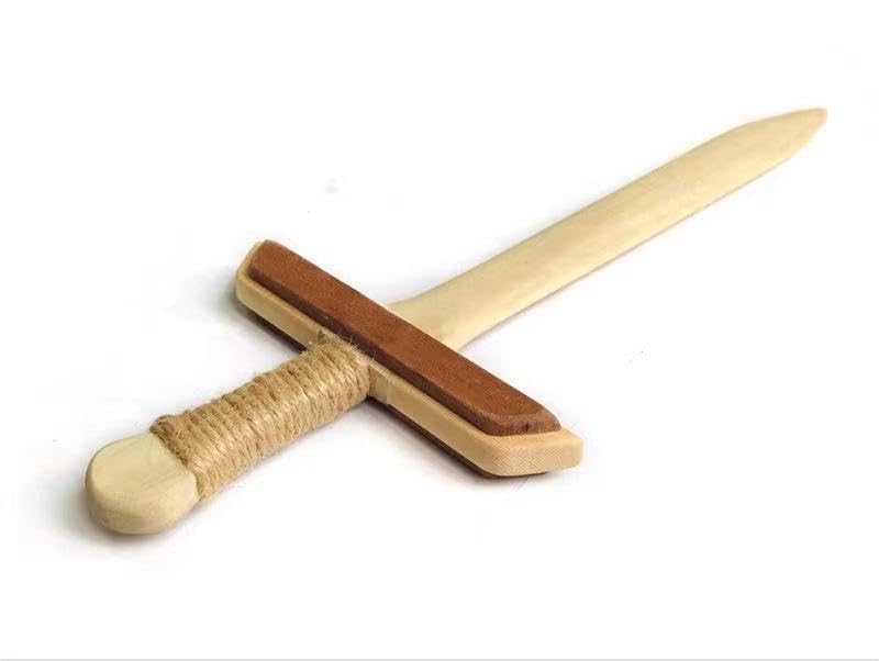 2 Pieces - Handmade Wooden Crafts, 12-inch Prop Wooden Sword. Role Play, Costumes, Props, Indoor and Outdoor Exercises (not Weapons) - WoodArtSupply