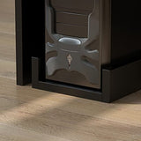 Homsee Reception Desk L-Shaped Office Desk with Counter, 1 Door Storage Cabinet, 1 Lockable Drawer, Hutch Shelf and Keyboard Tray, Black Homsee