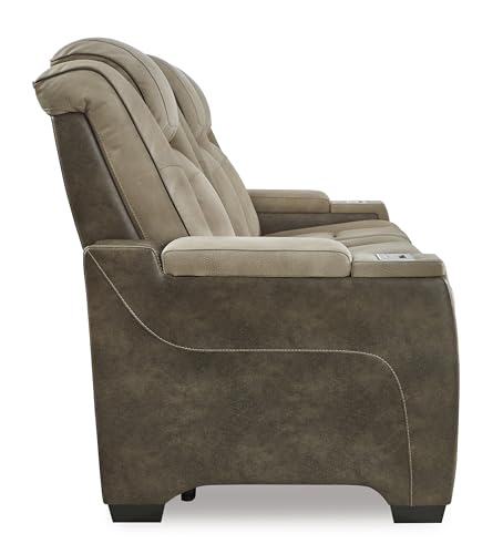 Signature Design by Ashley Next-Gen DuraPella Power Reclining Sofa with Adjustable Headrest, Sand Signature Design by Ashley