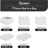 MUXHOMO Bed in a Bag Queen 7 Pieces, Queen Comforter Set Reversible Bohemian Botanical Flowers Design, Ultra Soft & Breathable Bedding Sets with Comforter, Sheets, Pillowcases & Shams MUXHOMO