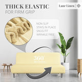 LANE LINEN Armless Futon Cover - Easy to Install Stretch Sofa Bed Slipcover, Soft Elastic Textured Full Size Cover, RV Couch Protector, Machine Washable - Pearl Ivory LANE LINEN