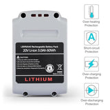 UADCA 2Packs 3.0Ah Replace Battery for Black and Decker 20v Lithium Battery 3000mAh LBXR20 LB20 LBX20 LBXR2040 LB2X4020-OPE LBXR20B-2 Black Decker 20v Max Battery UADCA