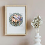 FONNUY Bouquet Flowers Embroidery Kit for Beginners, Pre-Stamped Pattern Kits for Adults with Hoop, Easy to Follow Color Thread Needlework, 8'' Hoop (Joyful Bouquet)
