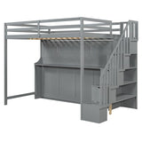Merax Full Over Full Size Murphy Bed with Hydraulic Lift and Built-in Desk, Space-Saving Wall Bed with Desk Design, Ideal for Home Office, Small Rooms, or Apartments, Gray Merax