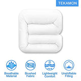 TEKAMON All Season King Comforter Soft Quilted Down Alternative Duvet Insert with Corner Tabs Summer Cooling 2100 Series, Luxury Fluffy Reversible Hotel Collection, Snow White,90 x 102 inches TEKAMON