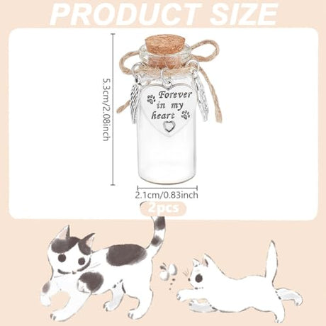 DELORIGIN 2pcs Pet Hair Glass Memorial Bottle Wishing Bottle with Heart Pendants and Cork Stopper Dog Cat Glass Tube Keepsake Memorial Urn Pet Sympathy Glass Vial Remembrance Gift for Pet Ashes Hair DELORIGIN