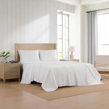 Tommy Hilfiger - Sheet Set, Cotton Percale Bedding with Matching Pillowcases, Crisp & Cool, Premium Quality Home Essentials (Global Stripe Red, King) Tommy Hilfiger