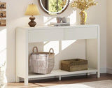 FATORRI Entryway Console Table with 2 Drawers, Modern Sofa Table for Living Room, Couch Tables Behind Sofa and Hallway Tables with Storage (47.2 inch, Antique White) FATORRI
