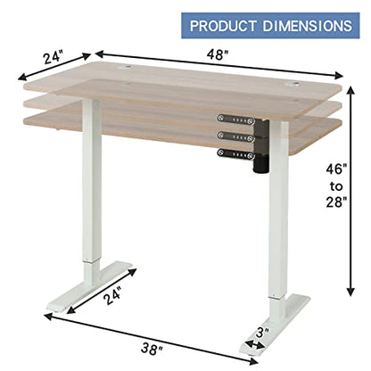 bilbil 63 x 30 Inches Electric Standing Desk, Height Adjustable Sit Stand Table with Splice Board, Stand up Home Office Desk, Black Frame/Black and Rustic Brown Top - WoodArtSupply