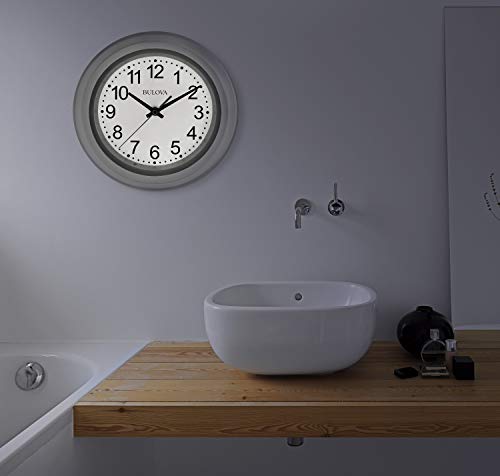 Bulova C4865 Night Vision Lighted Dial Wall Clock, 10", White Bulova