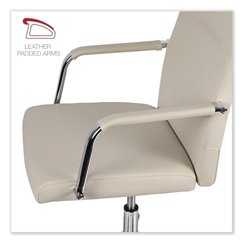 Workspace by Alera Leather Task Chair, Supports Up to 275 lb, 18.19" to 21.93" Seat Height, White Seat, White Back Alera
