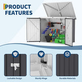 GarveeLife Outdoor Storage Shed, 80 Cu.Ft Outdoor Trash Can Storage Box with Lockable Door&Sloped Roof,Cabinet with Multi-Use Rust Prevention Galvanized Steel Enclosure for Yard, Garden, Patio GarveeLife