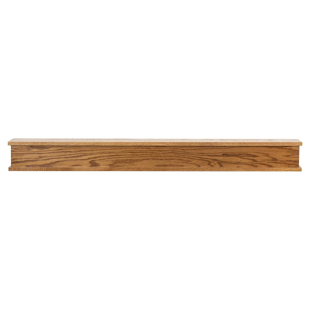MANTELSDIRECT Bisbee 48 Inch Oak Wood Fireplace Mantel Shelf with Top and Bottom Molding - Golden Oak, 6" Depth, 6" Height - for Hanging Above Fireplaces and Mantels MANTELSDIRECT
