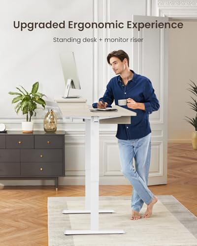 ErGear Electric Standing Desk with 4 Drawers, Height Adjustable Desk with Storage, C-Clamp Mount Compatible, Computer Home Office Table with Cable Management Tray ErGear