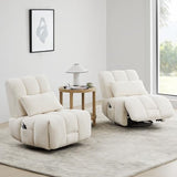 Watson & Whitely Oversized Power Recliner Chair for Adults, Swivel Rocker Recliner Chair with Lumbar Support, Ultra-Comfy Glider Recliner for Living Room Theater Seating Single Sofa, Cream