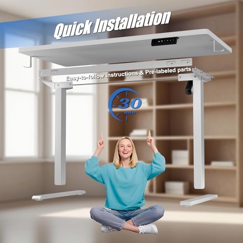 Whole Piece Standing Desk with Wheels Adjustable Height- Mobile Stand up Desk with Lockable Casters, Portable Sit Stand Desks Electric for Home & Office Workstation iWkstation