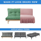 Daunkang Futon Cover Slipcover Removable Armless Sofa Bed Slipcovers Full Size with Skirt Ruffled Knitted Futon Sofa Cover Furniture Bed Protector with Elastic Bottom M Pink Daunkang