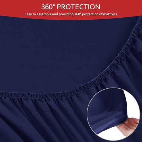 Twin Fitted Sheets 2 Pack Only, Mattress Up to 14 Inches Deep Pocket, Ultra Soft and Breathable Twin Bed Sheets, Long Lasting Single Fitted Sheets, Navy Moonsea