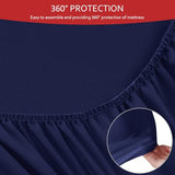 Twin Fitted Sheets 2 Pack Only, Mattress Up to 14 Inches Deep Pocket, Ultra Soft and Breathable Twin Bed Sheets, Long Lasting Single Fitted Sheets, Navy Moonsea
