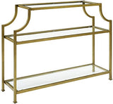 Crosley Furniture Aimee Sofa Console Table with Storage Shelves for Hall, Entryway, or Living Room, Gold and Glass Crosley Furniture