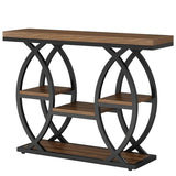 Tribesigns 39.4" Console Table, Industrial 4-Tier Sofa Table Entryway Table with Storage Shelves, Narrow Wood Accent Tables with Metal Frame for Small Spaces, Hallway, Foyer, Rustic Brown Tribesigns
