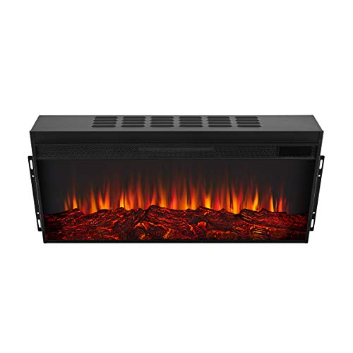 Real Flame Landscape Electric Firebox, Replaceable Fireplace Heater, Realistic Log and Flame Effect, Timer Real Flame