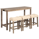 4 Piece Bar Table Set With Power Outlet, 3 Padded Stools HouseOfZazla