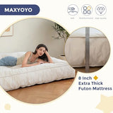 MAXYOYO 8" Futon Mattress, Full Size Extra Thick Futons Sofa Couch Bed for Adults, Velvet Floor Mattress Shredded Foam Filling (Frame Not Included) MAXYOYO