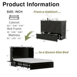 Keloyid Queen Murphy Bed Included Mattress：Wood Murphy Bed Cabinet with USB Charging Station and Large Storage Drawer for Bedrooms/Guest Rooms/Apartments, Black-13 Keloyid