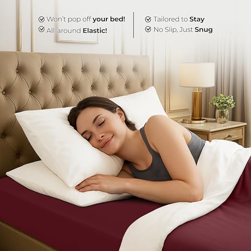 Utopia Bedding Queen Fitted Sheet - Bottom Sheet - Deep Pocket - Soft Microfiber - Shrinkage and Fade Resistant - Easy Care -1 Fitted Sheet Only (Red Burgundy) Utopia Bedding