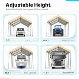 ADVANCE OUTDOOR 10x20 ft Heavy Duty Carport Potable Car Canopy Garage Party Tent Boat Shelter, Adjustable Height from 9.5 ft to 11 ft, Beige ADVANCE OUTDOOR