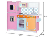 Lil' Jumbl Kids Kitchen Set, Pretend Wooden Play Kitchen with Chalk Board, Play Phone, Towel Rack & Ice Dispenser, Clicking Knobs, Pots & Utensils Included - Colorful Lil' Jumbl