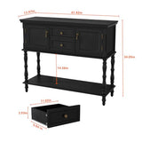 ARTPOWER Console Table with 2 Drawers, Retro Entryway Table with 2 Door Cabinets and Open Storage Shelf, Narrow Long Behind Couch Sofa Table for Living Room, Foyer, Hallway, Black ARTPOWER